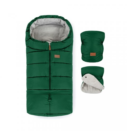 Petite&Mars Jibot + Jasie - Komplet zimowy śpiworek + rękawiczki do wózka | Juicy Green